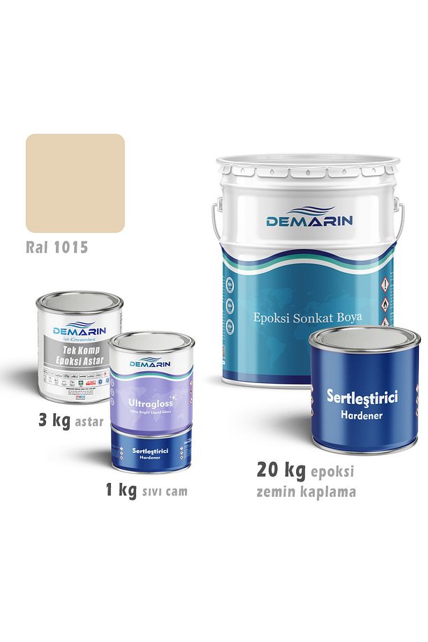 Epoksi zemin kaplama set (20 kg epoksi + 3 kg astar + 1 kg sıvı cam) - 1