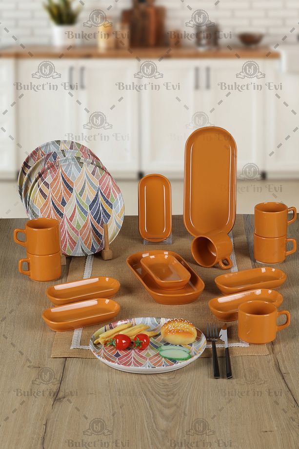 Buketin Evi Keramika Nordıc Sarı 6 Kişilik 20 Parça Kahvaltı Takımı - 1