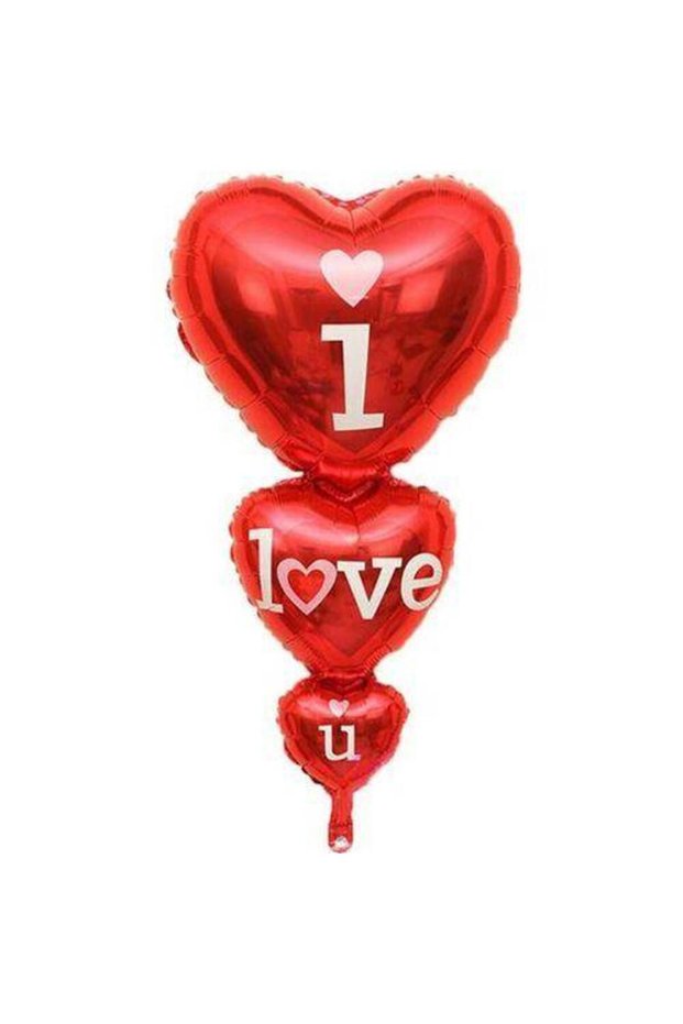 I Love You 3 Heart Foil Balloon (50X100 cm)