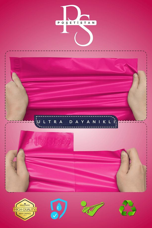 Premium Fuşya 100 Adet 30x38x5 Cm Kargo Poşeti - 2