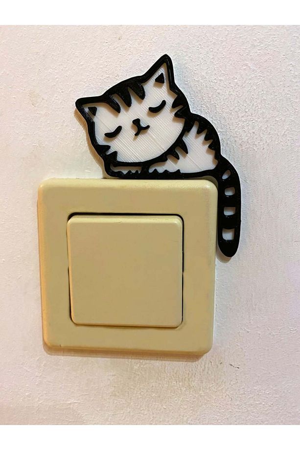 UYUYAN KEDİ LAMBA DÜĞMESİ SÜSÜ - 1