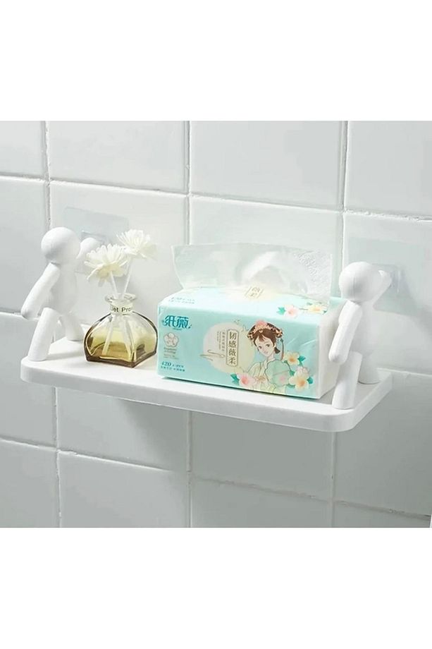 2 Adet Sevimli İnsan Motifli Banyo Mutfak Ofis Baharat Rafı Kendinden Yapışkanlı Çöp Adam Rafı - 6