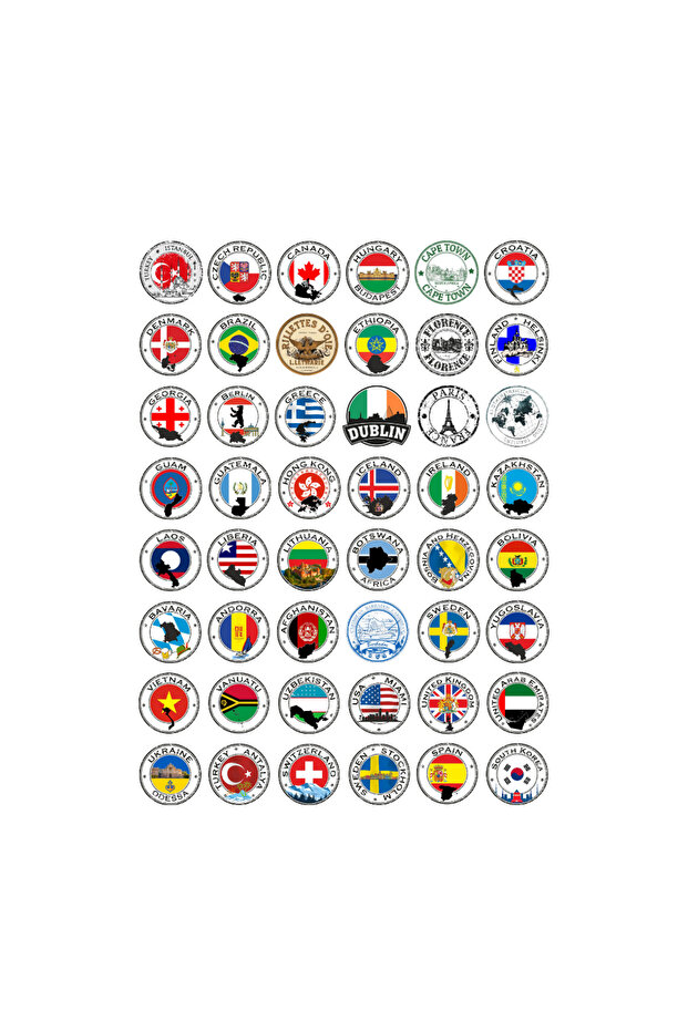 48 Pieces Travel Stickers Travel Countries Sticker Set - Sticker Set Scrapbook Bullet Journal