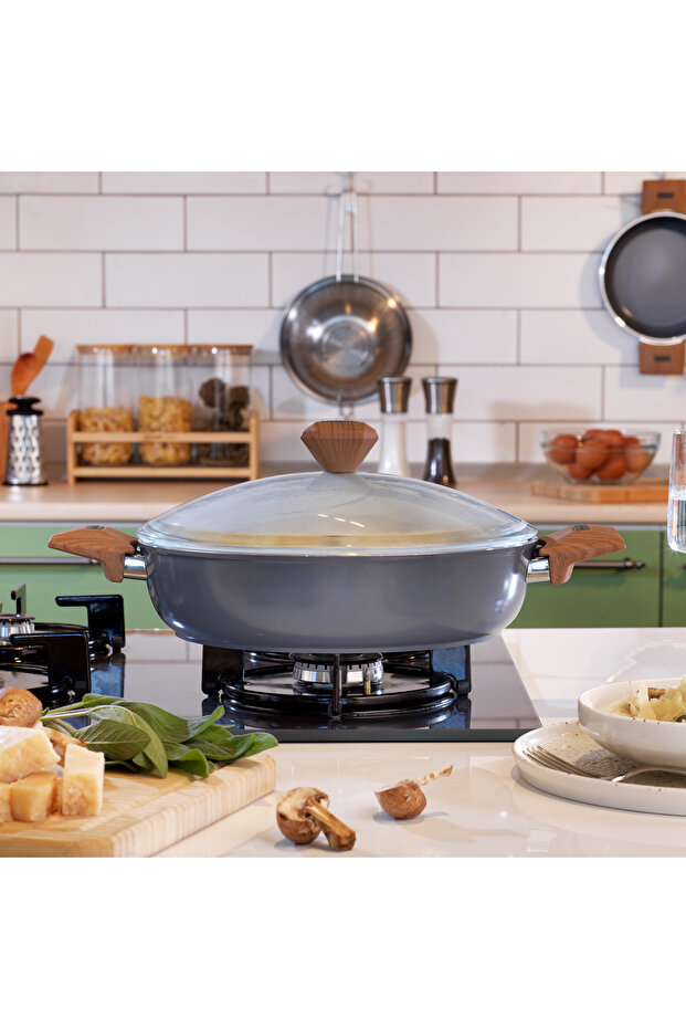 وعاء سيراميك مسطح من فييستا 30 سم - أسود - 3