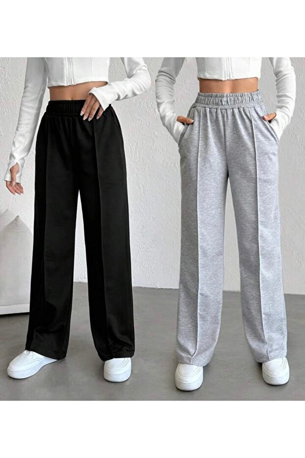 2 Pieces Grassed Bottom Black Gray Sleeves