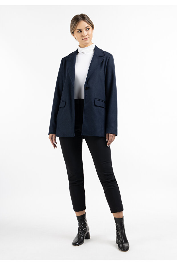 Long wool blend blazer - 1