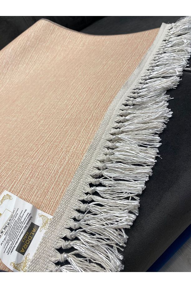 Makinede Yıkanabilir Leke Tutmaz Bej - Kahve - Krem Dijital Baskı Çapraz Modeli Pvc Kaymaz Taban Sa - 3