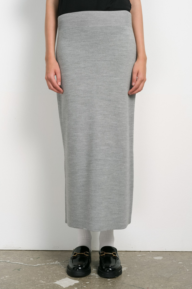 Çelik Örme Gri Triko Etek - 4