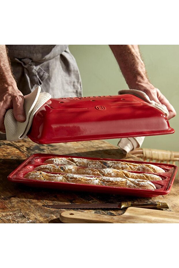 حاوية خبز مستطيلة باللون الأحمر/البورجوندي مقاس 39 × 23 سم - 6