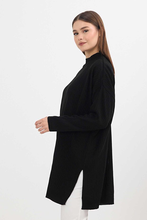 22131 سترة سوداء مضلعة بفتحة - 7