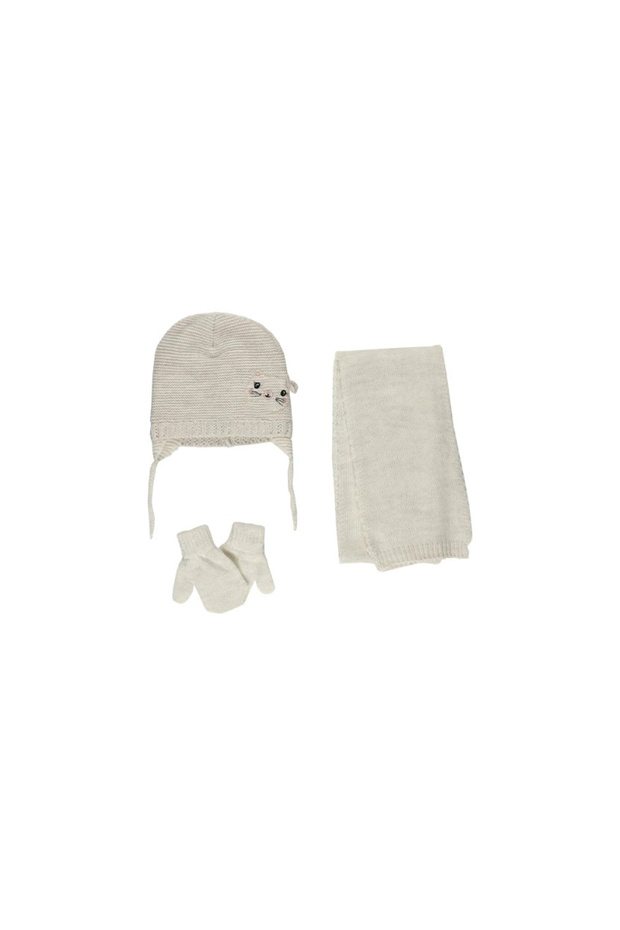 Baby Girl Ecru Hat and Glove Set
