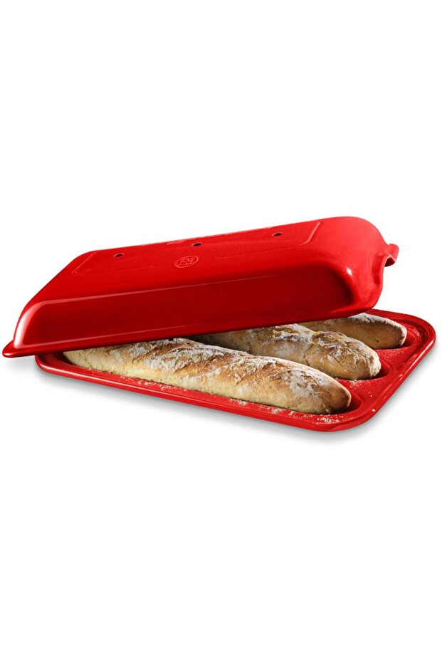حاوية خبز مستطيلة باللون الأحمر/البورجوندي مقاس 39 × 23 سم - 1