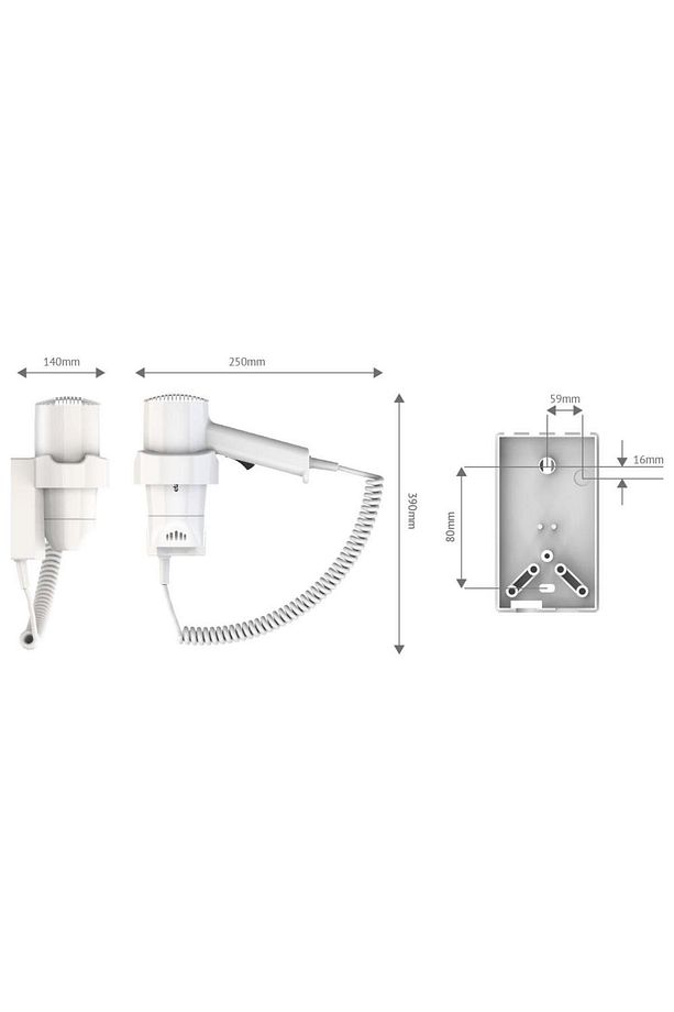 Ee183 Otello Pure 1350 W Duvara Monte Otel Tipi Saç Kurutma Makinesi - 7