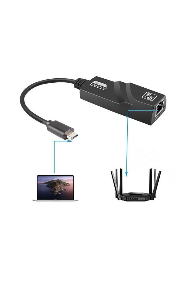Bilgisayar Uyumlu Type-c To Rj45 Ethernet Çevirici Dönüştürücü Adaptör Destekli 1000Mbps - 2