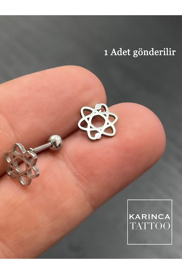 Atom Çekirdeği Kimya Flat Conch Forward Helix Kulak Tragus Piercing Küpe - 1