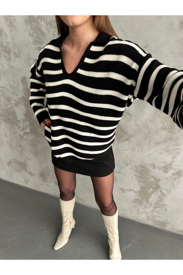 Polo Yaka Oversize Triko Kazak - 6