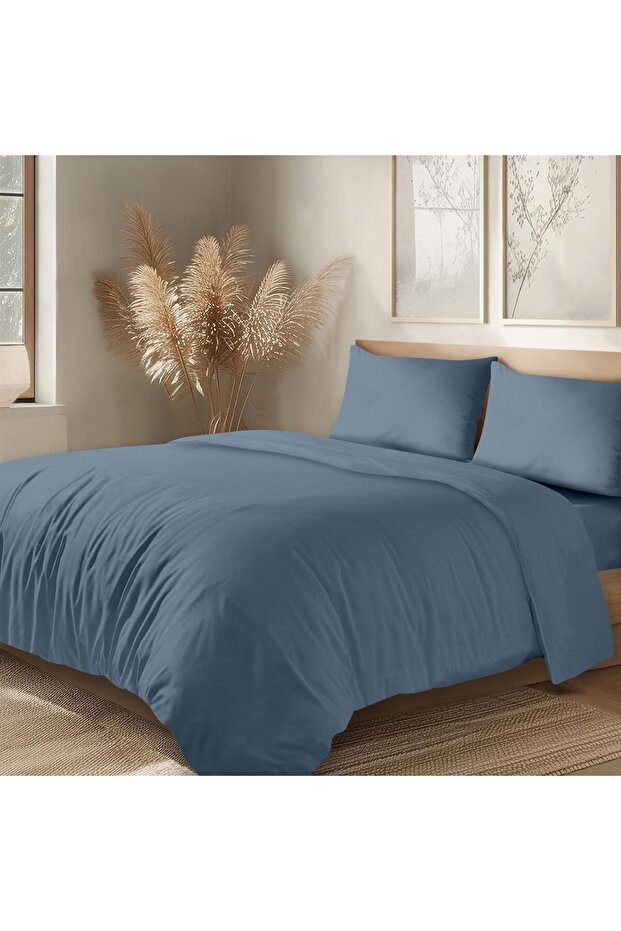 100% Cotton Akfil Duvet Cover Set Single 160X220 cm Indigo