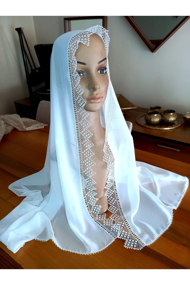 White Needlework - Bridal Embroidered Writing Hoop, Prayer and Mawlid Cover, Handmade