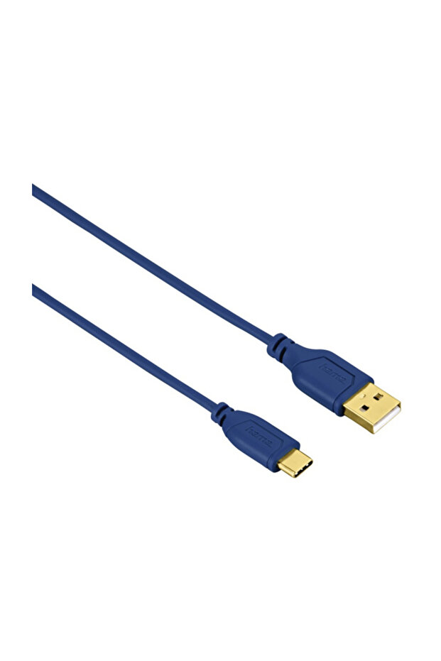 USB-C - USB-A Kablo, Flexi, 0.75m, Mavi - 1