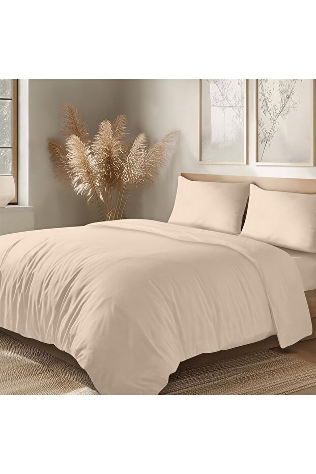 100% Cotton Akfil Duvet Cover Set Double 200X220 cm Powder