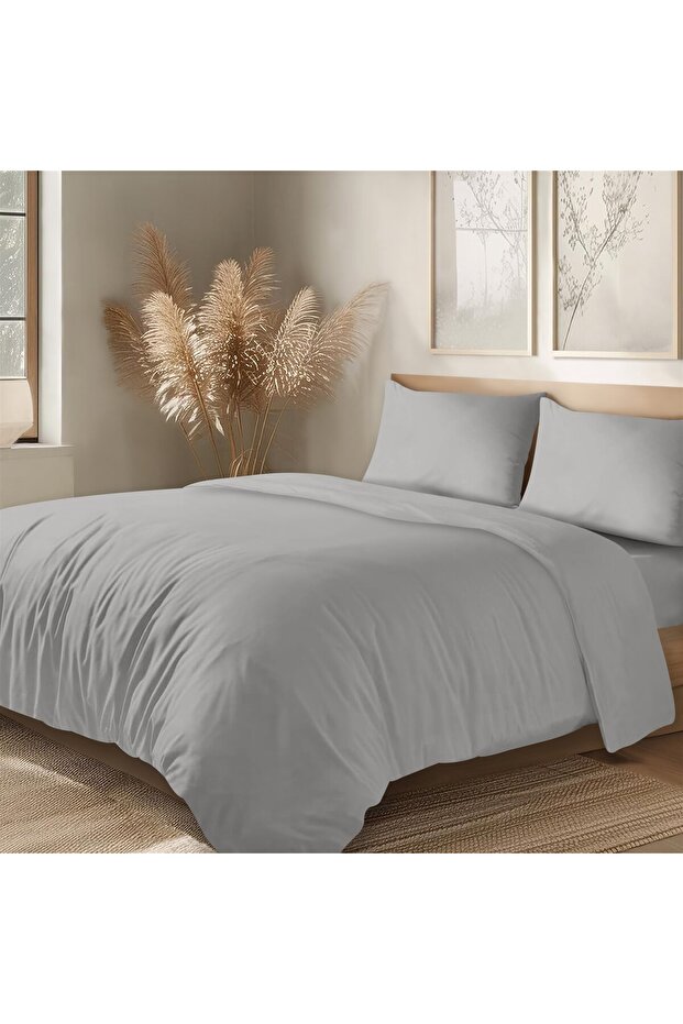 100% Cotton Akfil Duvet Cover Set Single 160X220 cm Gray