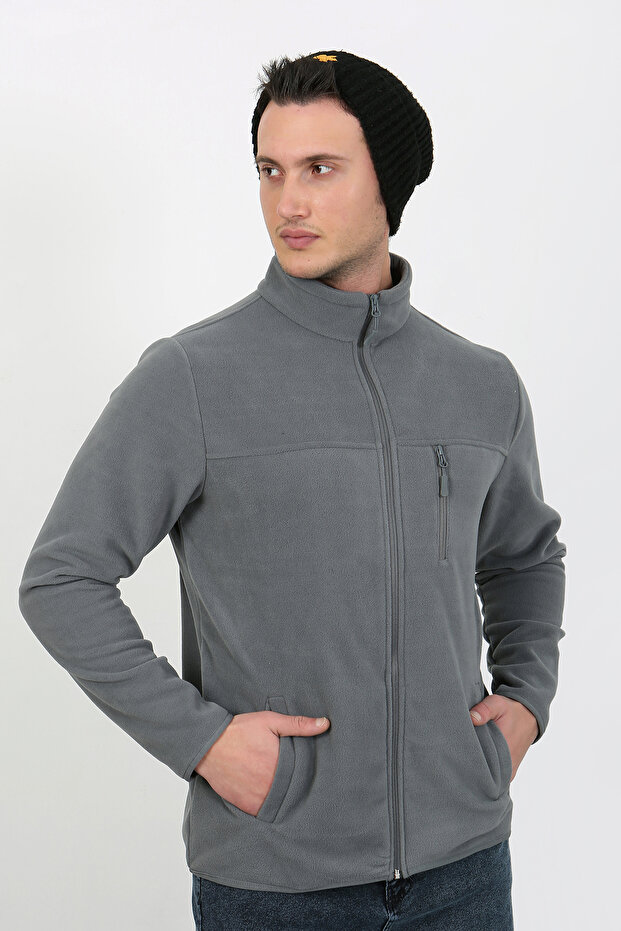 6019 Regular Fit Yumuşak Dokulu Kışlık Mikro Polar Hırka - 5