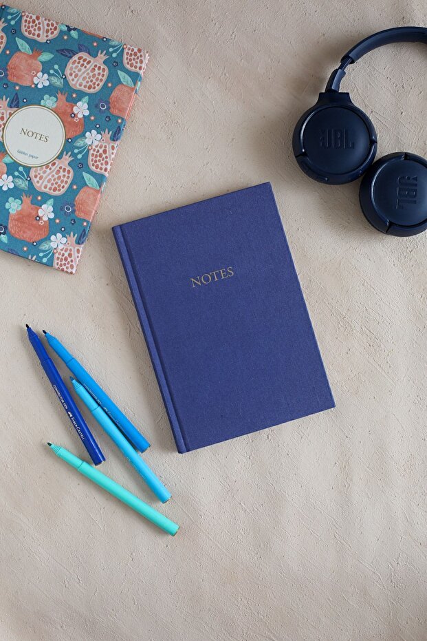 دفتر ملاحظات بغلاف من القماش / بدون خطوط - 1