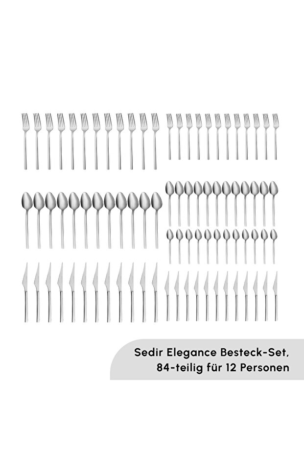 Cedar Elegance Besteckset für 12 személyes, 84 személyes - Hochwertiges 18/10 rostfreies - 2