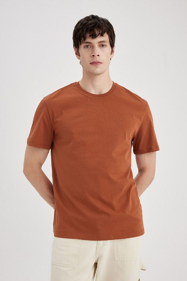 %100 Pamuk New Regular Fit Bisiklet Yaka Basic Düz Kısa Kollu Tişört V7699az24sp - 3