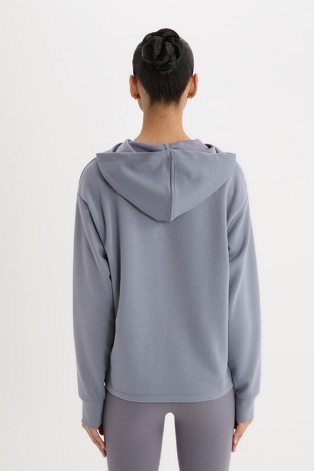 Fit Standart Fit Kapüşonlu Skuba Dalgıç Kumaş Sporcu Basic Düz Sweatshirt A5626ax24au - 8