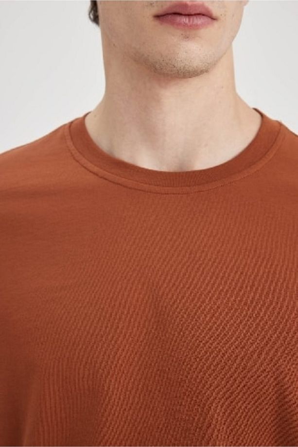 %100 Pamuk New Regular Fit Bisiklet Yaka Basic Düz Kısa Kollu Tişört V7699az24sp - 5