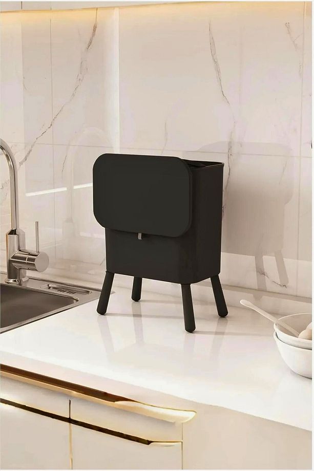 15 Litre Ayaklı Fonksiyonel Kapaklı Banyo Ve Mutfak Çöp Kovası - 1