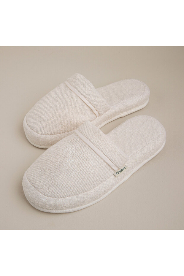 Solid Unisex Terlik Ekru - 2