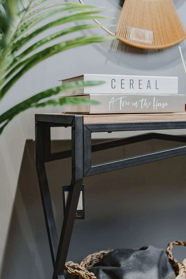 Elite Dresuar Ahşap Raflı Metal Dekoratif Stand Çok Amaçlı Salon ve Hol Rafı - 4