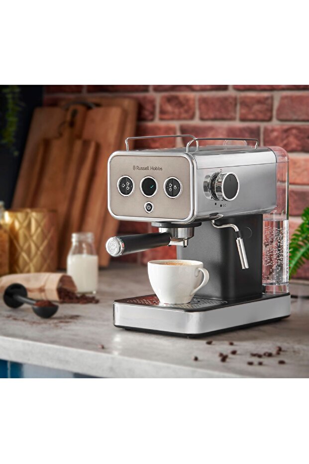 Distinctions Milk Frother Espresso Maker with Cup Warmer, Titanium - 1