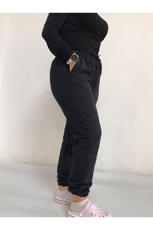 Black Rubber Leg Seasonal Sweatpants