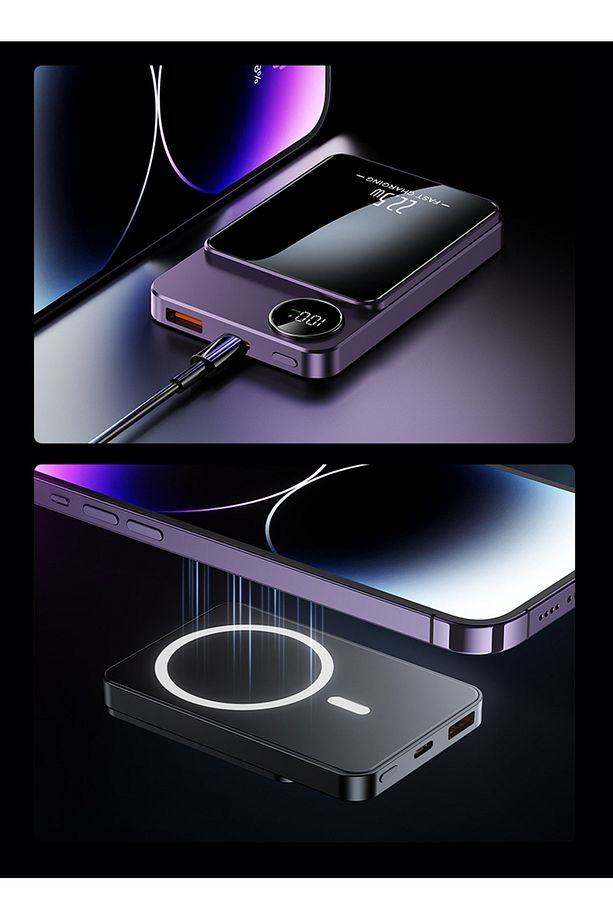 Magsafe 10.000 Mah Kablosuz Şarj Powerbank 1x USB Çıkış 15W Wireless 22.5W Kablolu Şarj Type-C Çıkış - 2