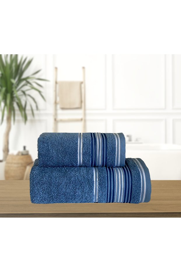 100% Cotton Striped Jacquard Set of 2 Towels 60X110Cm+40X60Cm