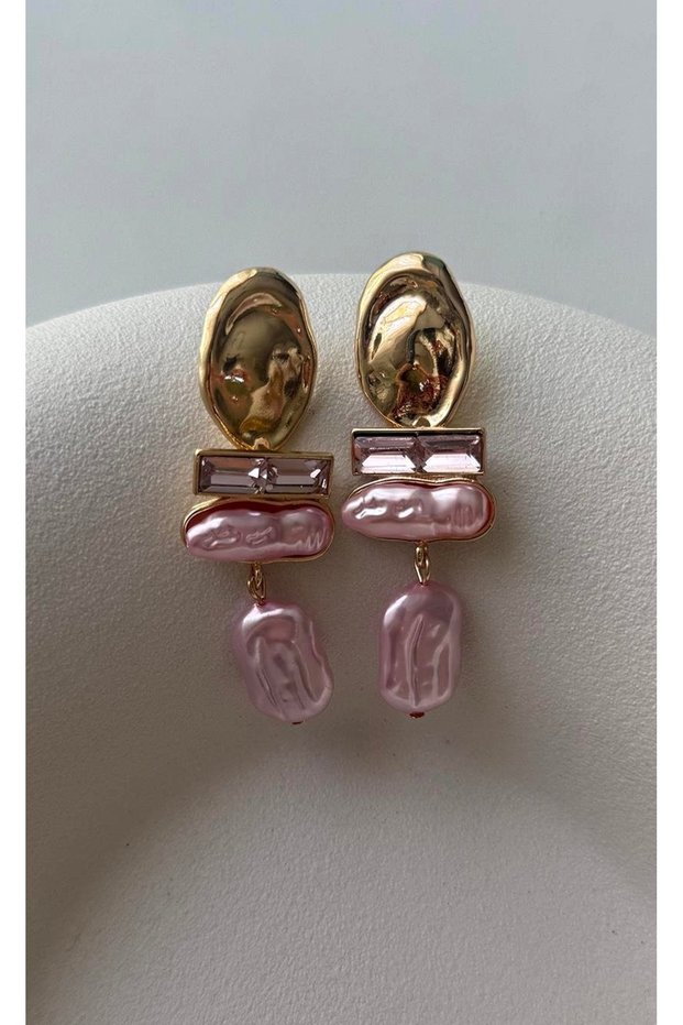 Pink Pearl Detailed Stylish Women's Earrings
