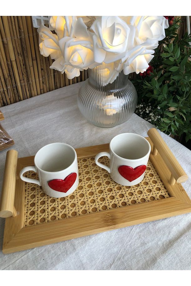 2 Adet %100 Doğal Hazeran Bambu Kahve Çay Sunum Servis Tepsisi - 4