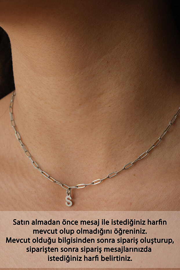 Steel Letter Paperclip Chain Necklace Tarnish Free 2mm Minimal Suitable for Daily Use