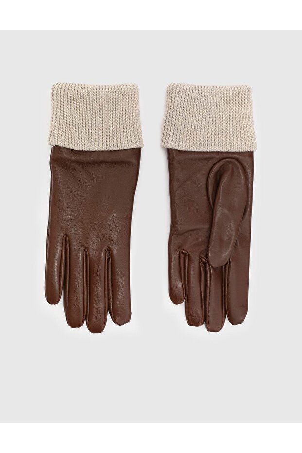 Michiri Hakiki Deri Taba Kadın Eldiven - 3