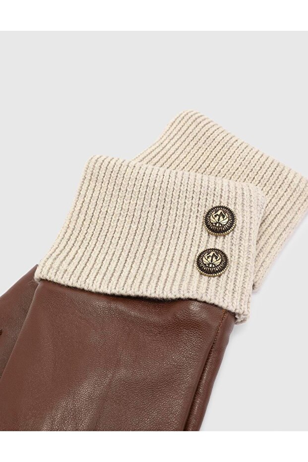 Michiri Hakiki Deri Taba Kadın Eldiven - 2