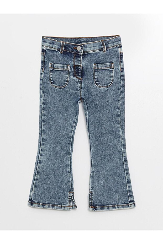 LCW Kids Basic İspanyol Paça Kız Çocuk Jean Pantolon - 1