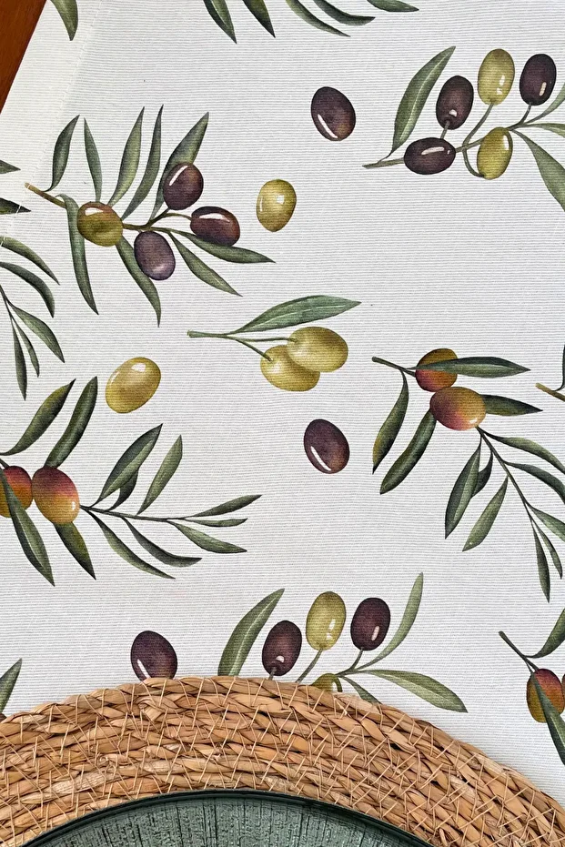 %100 Pamuklu Runner | Zeytin Desenli  40x150 - 3