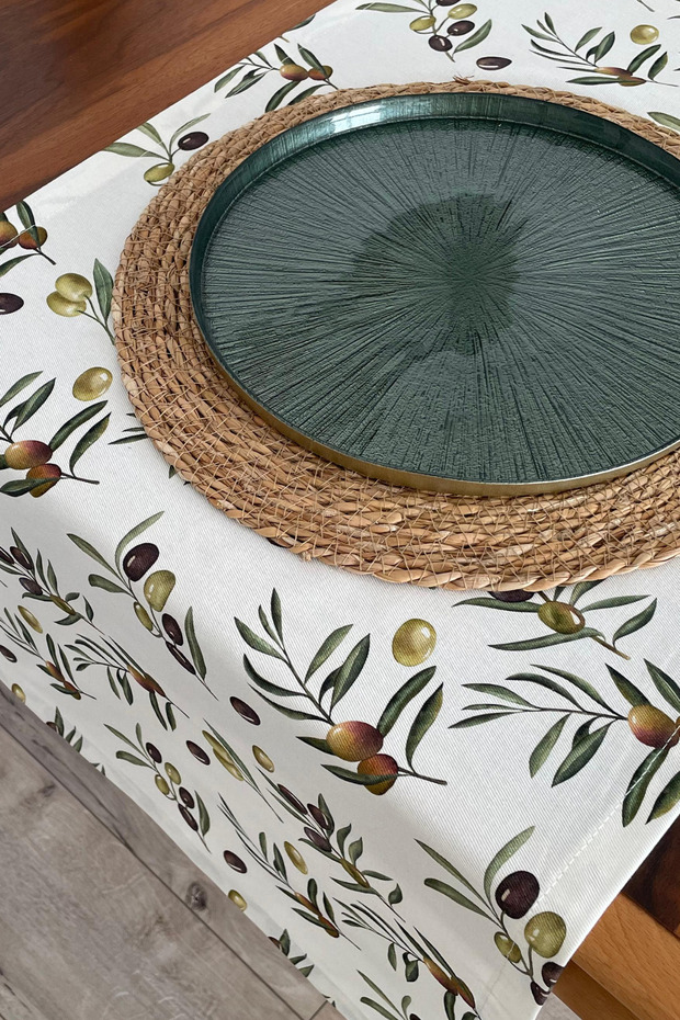 %100 Pamuklu Runner | Zeytin Desenli  40x150 - 5