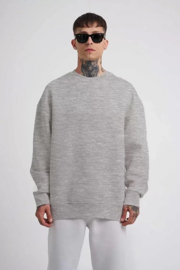 Gray Unisex Three Thread Crew Neck Sweatshirt