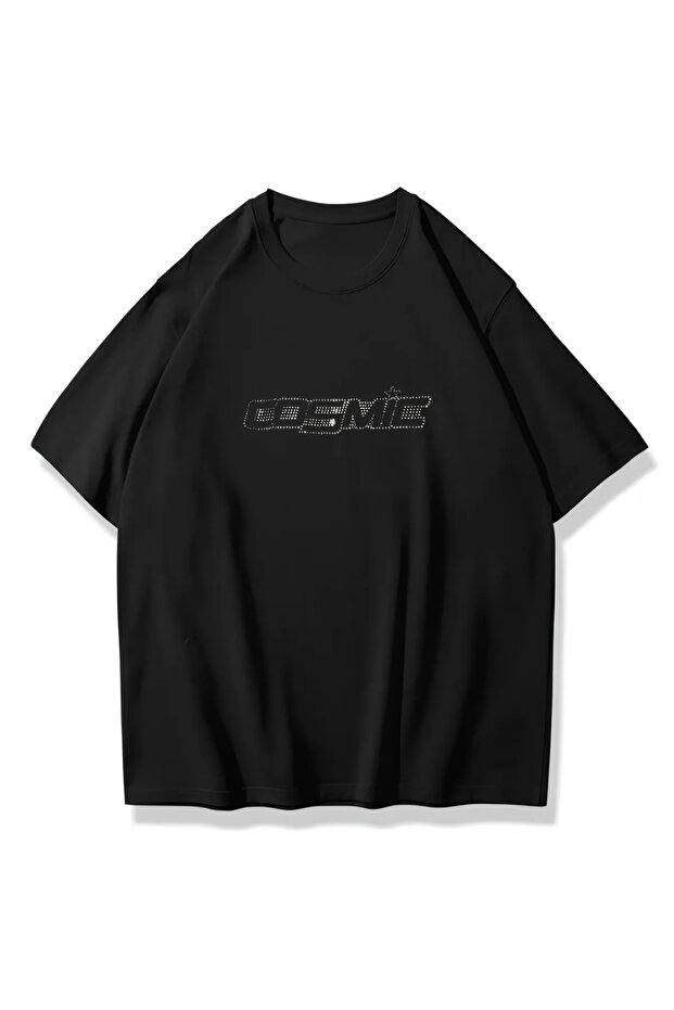 Black Unisex Cosmic Stone Printed T-Shirt