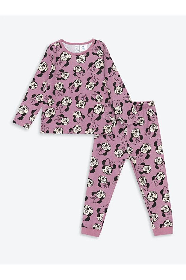 Bisiklet Yaka Minnie Mouse Baskılı Kız Bebek Pijama Takımı - 7
