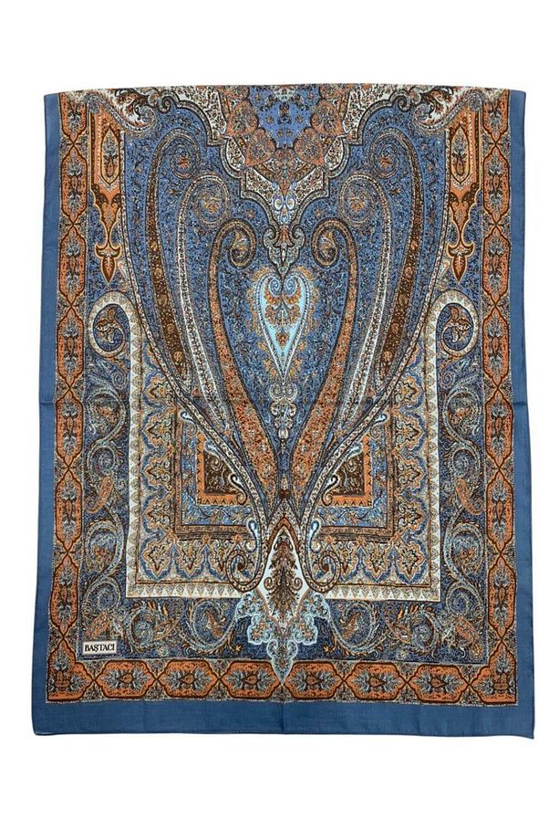 BAŞTACI SOFT ETNİK 0181 KOT MAVİ ŞAL - 4